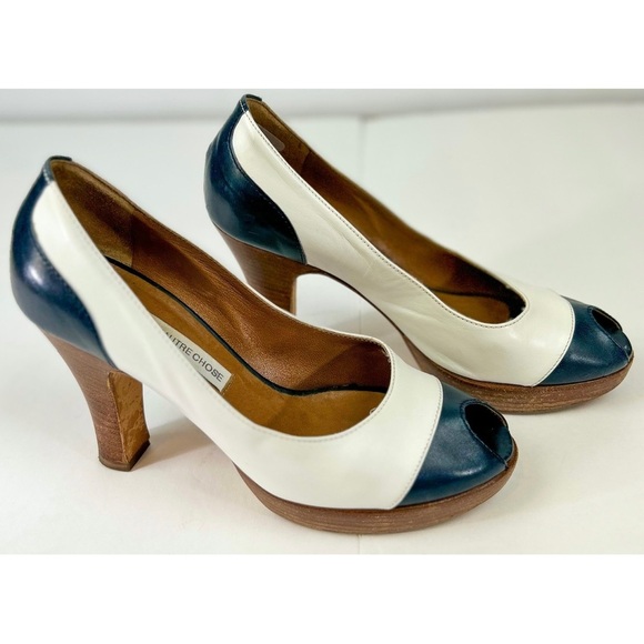 L'Autre Chose Peep Toe Wooden Heel Shoes, size 6.5 US / 37 EU - Picture 4 of 10